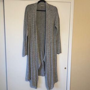 Long gray cardigan duster